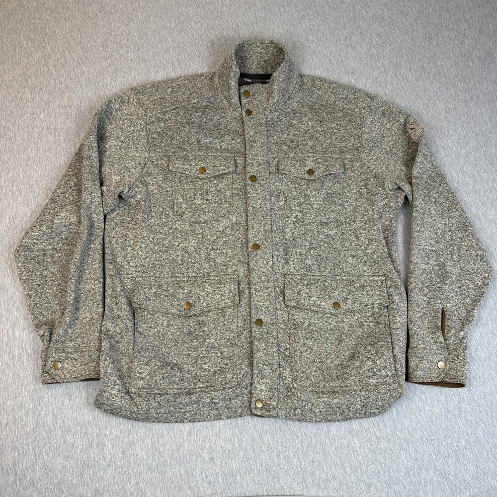 Eddie Bauer Radiator Mens XL Sweater Fleece Snap Front Shirt Jacket Shacket Gray